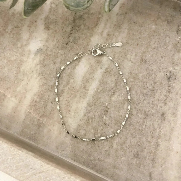 925 Sterling Silver Dainty Minimalist Bracelet Thin Link Stacking Bracelet - Picture 5 of 8